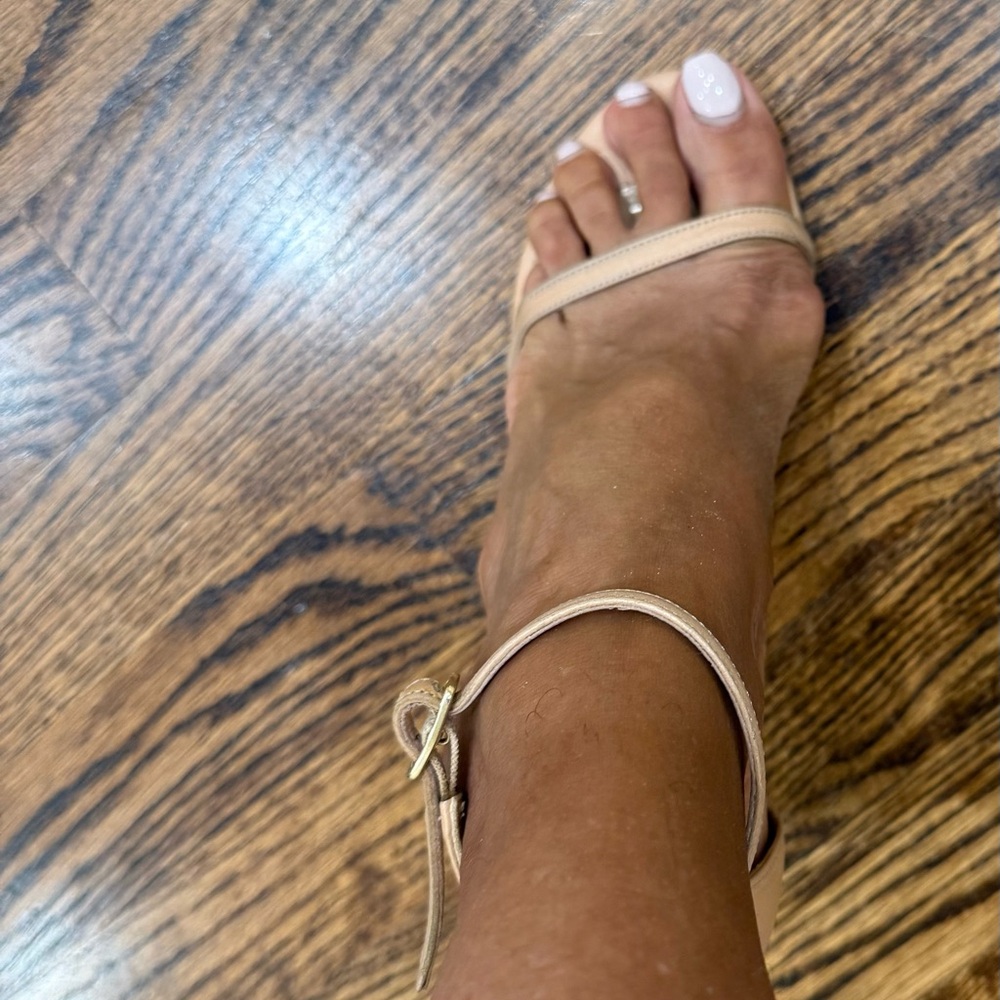 Stuart Weitzman Beige Strappy Ankle-Tie Heels